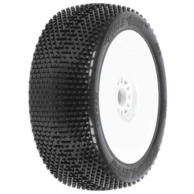 Pro Line 1/8 Hole Shot 2.0 S3 Front/Rear Buggy Tires Mounted 17mm White (2)
