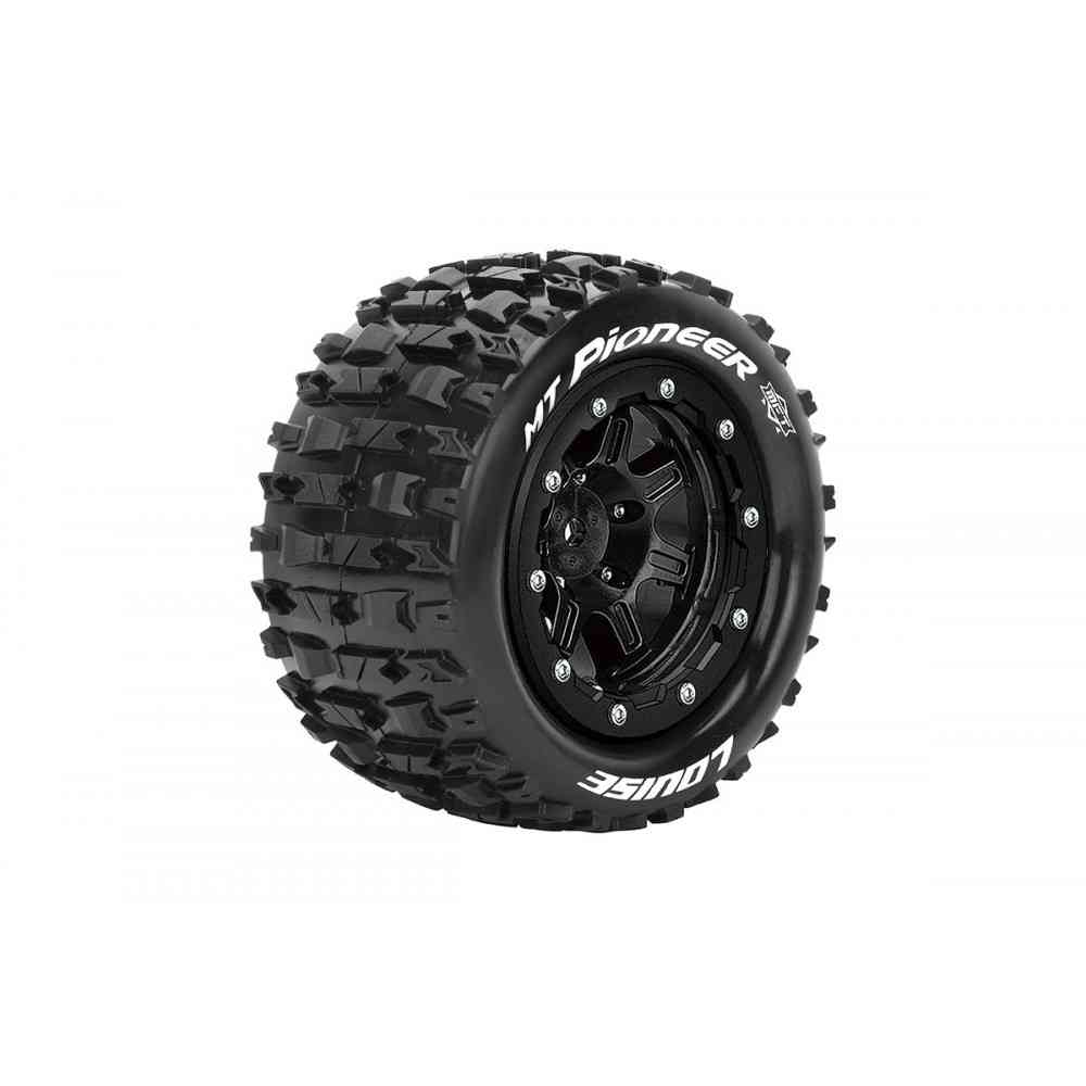 Louise RC - MFT - MT-PIONEER - Maxx Tire Set - Mounted - Sport - Black 3.8 Bead-Lock Wheels - 1/2-Offset - Hex 17mm