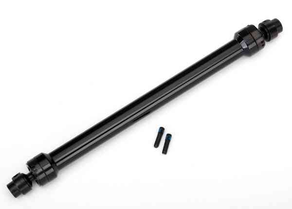Traxxas Driveshaft, center rear, 6061-T6 aluminum (black-anodized) (fully assembled)/ 3mm screw pin (2)