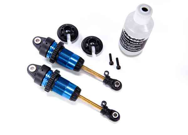 Traxxas Shocks, GTR long blue-anodized, PTFE-coated bodies with TiN shafts (fully assembled, without springs) (2)