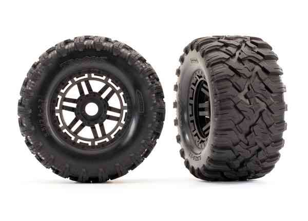 Traxxas Tires & wheels, assembled, glued (black wheels, Maxx® All-Terrain tires, foam inserts) (2) (17mm splined) 