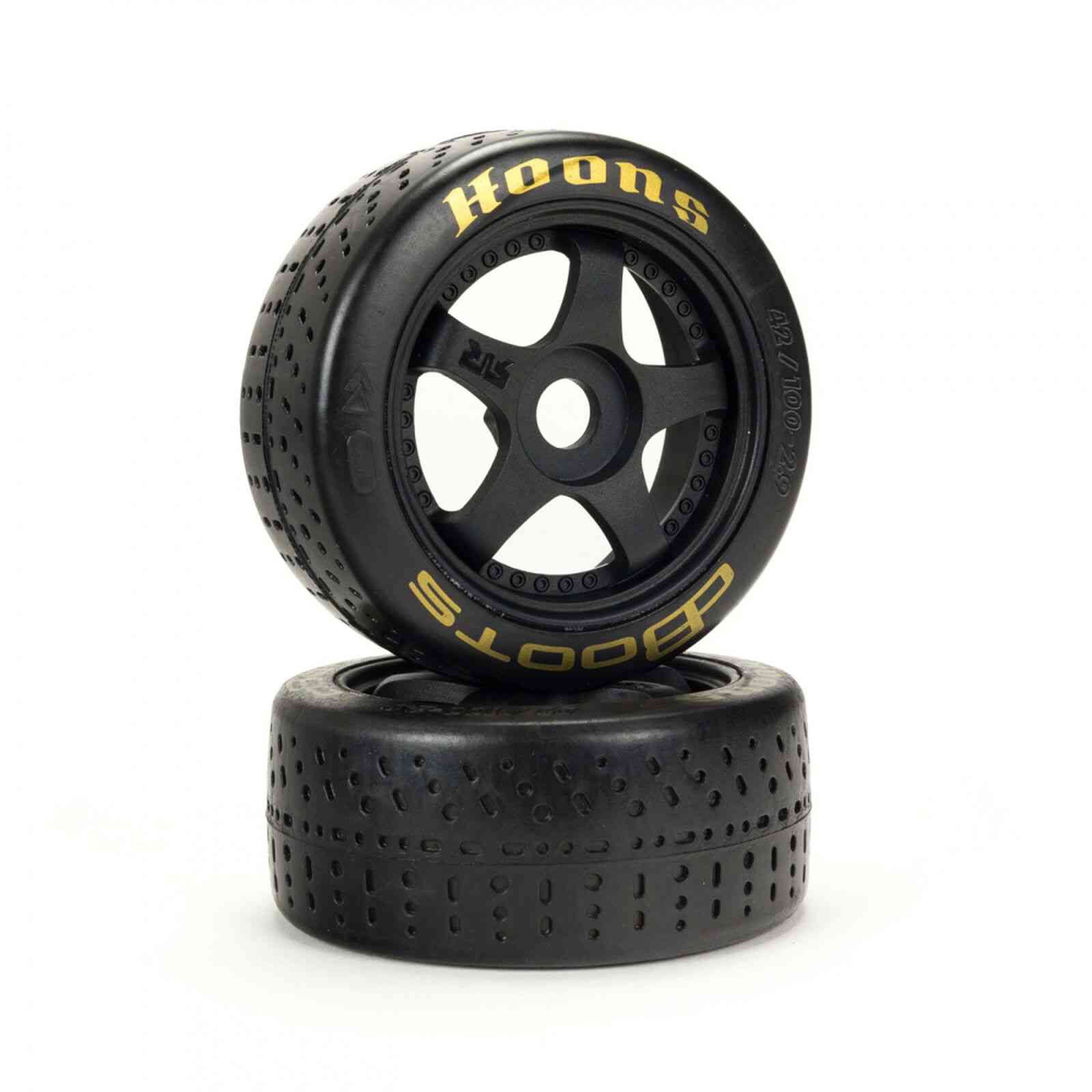 ARRMA DBOOTS HOONS 42/100 2.9 PRE-MOUNTED BELTED TIRES, GOLD, 17MM HEX, 5-SPOKE (2)