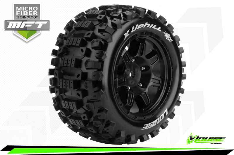 Louise RC-MFT-X-UPHILL-X-Maxx Serie Tire Set-Mounted-Sport-Black Wheels-Hex 24mm