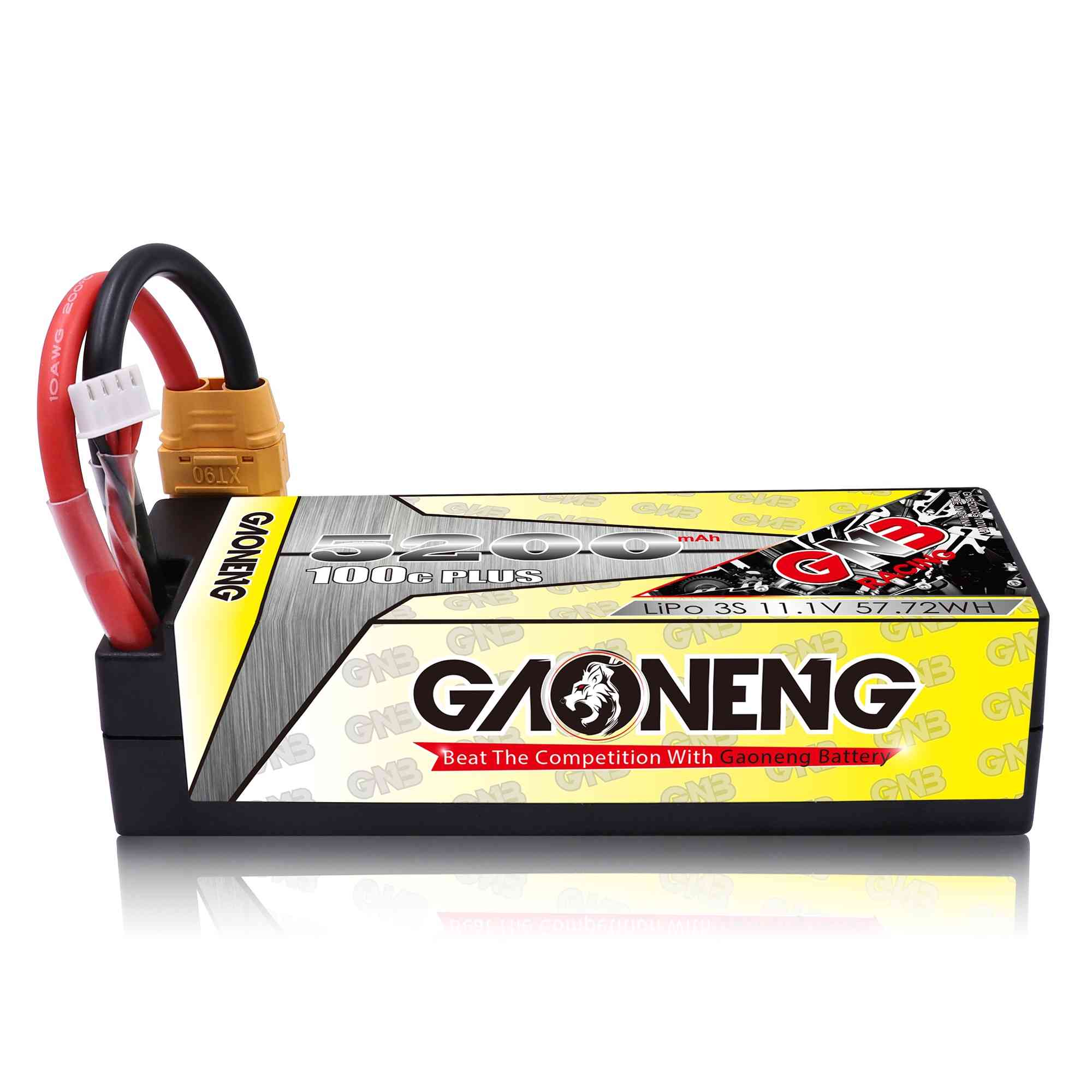 GNB GAONENG LiPo Battery 5200MAH 3S1P White Balance 11.1V 100C PLUS hardcase cabled with Red T-PLUG