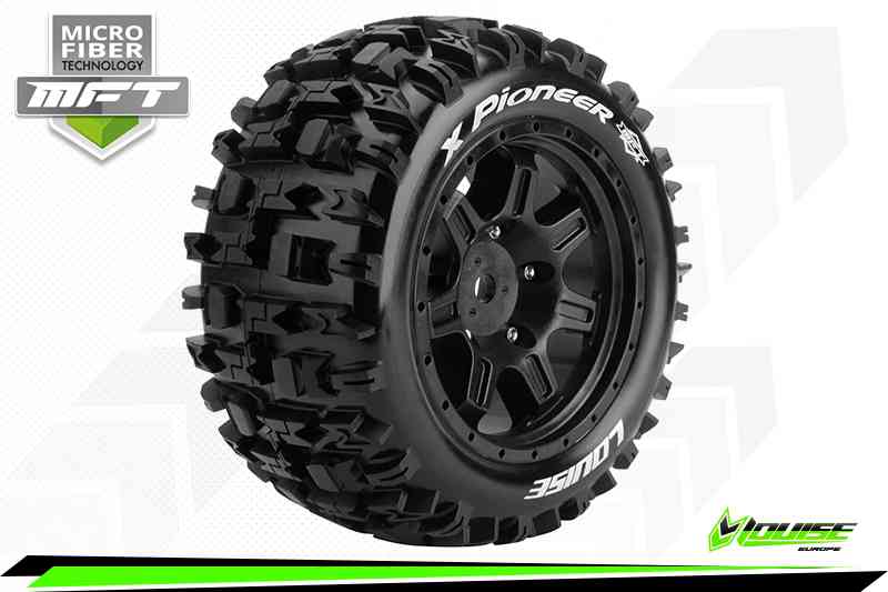 Louise RC-MFT-X-PIONEER-X-Maxx Serie Tire Set-Mounted-Sport-Black Wheels-Hex 24mm