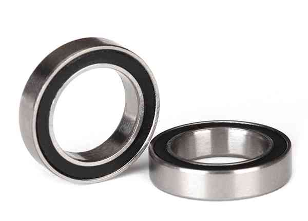 Ball bearings, black rubber sealed (12x18x4mm) (2)