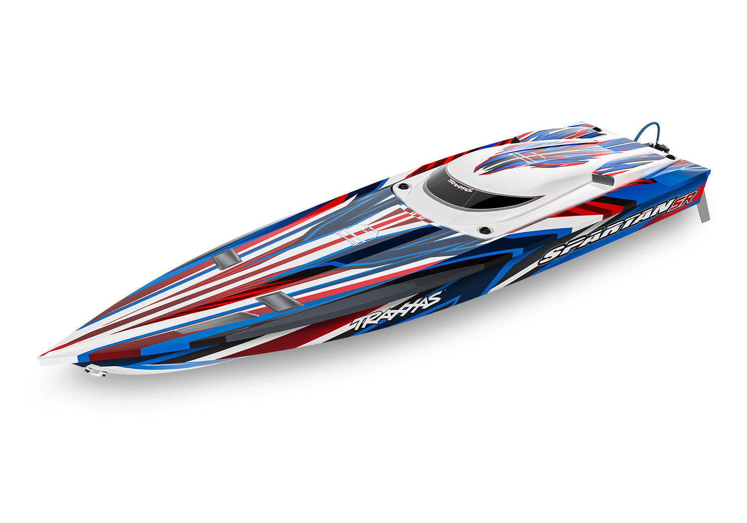 Traxxas Spartan SR 1/10 scale brushless, self-righting, race boat with waterproof electronics. Ready-To-Race with TQi 2.4 GHz 2-channel radio system